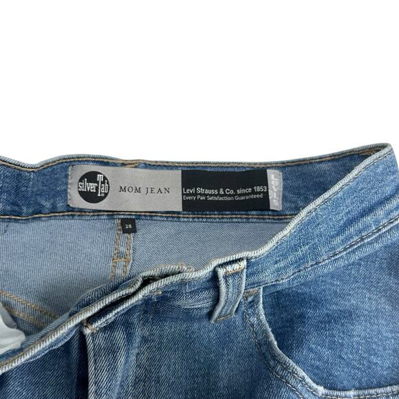 Levi’s SilverTab Mom Jeans 28 Distressed Ripped Straight Leg Blue Denim - Picture 3 of 10